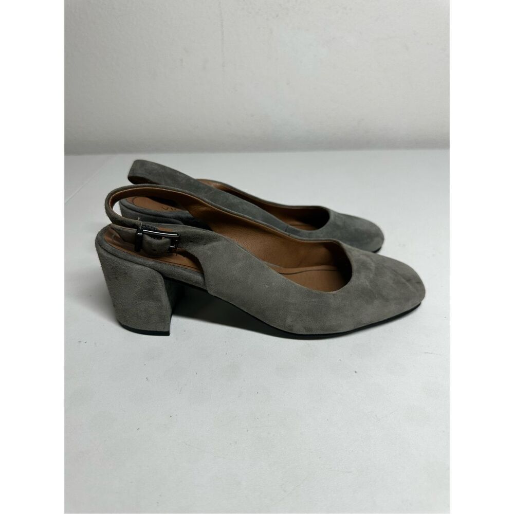 CUTE! 🩶Vionic Nareen US 6 Gray Suede Slingback Block Heel Pumps Shoes